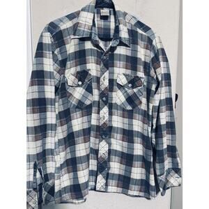Vintage National Shirt Anti-freeze Flannel LS Shirt Size M plaid work chore